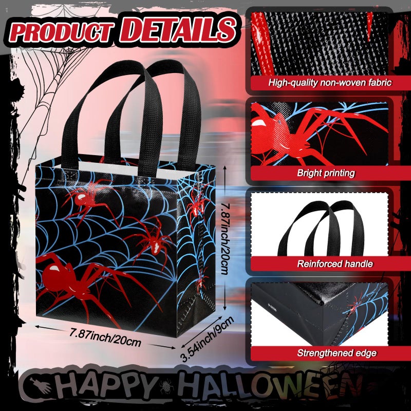 GliCraft 40 Pcs Spider Party Favor Bags Spider Web Goodie Bags Spider Non-woven Bags Bulk with Handles Reusable Birthday Treat Candy Bags for Spider Birthday Party Favor 7.87 x 7.87 x 3.54 Inches - Image 3